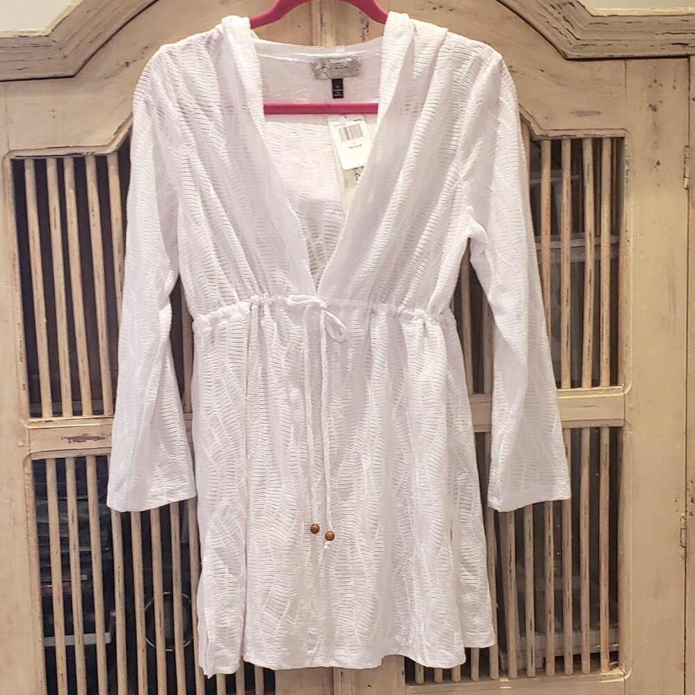J Valdi White Hooded Bathing Suit Cover Up